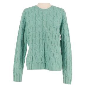 Vintage Y2K GAP Sweater Women's Medium Aqua Lambswool Cable Knit Crew Neck